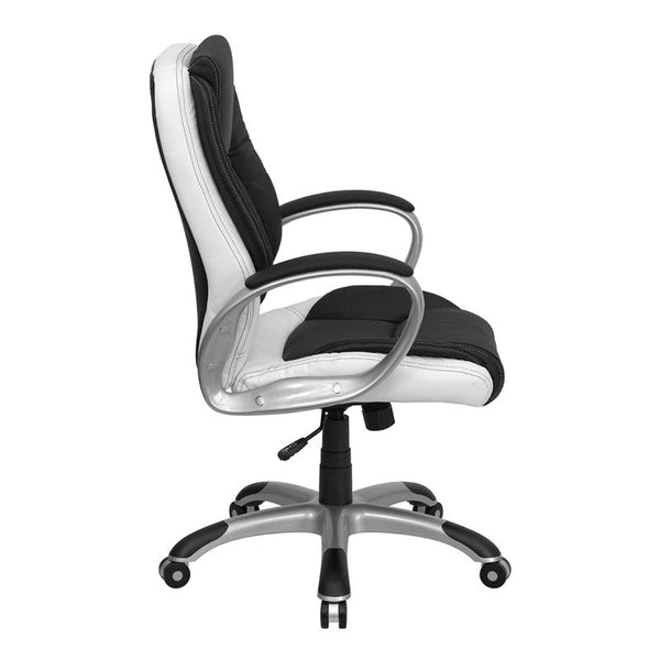 Flash Furniture Mid-Back Black And White Leather Executive Swivel Office Chair | Office Chairs | Modishstore-4