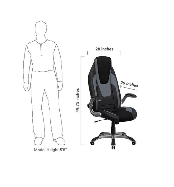 Flash Furniture High Back Black & Gray Vinyl Executive Swivel Office Chair With Black Mesh Insets And Flip-Up Arms | Office Chairs | Modishstore-5