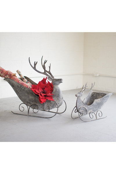 Kalalou Set Of 2 Deer Sleighs-2