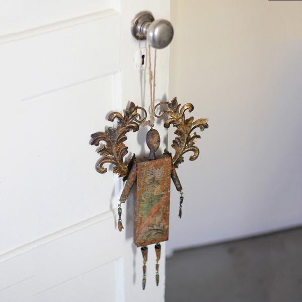 Kalalou Rustic Metal Angel Bell Ornament | Modishstore | Holiday