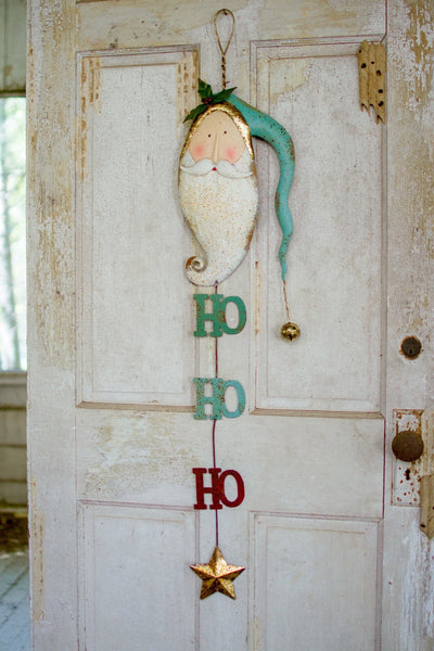 Kalalou Painted Metal Santa With Bell Door Hanger | Modishstore | Holiday