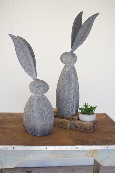 Kalalou Faux Stone Rabbit With Tall Metal Ears-2