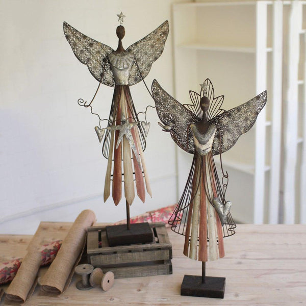 Kalalou Galvanized Angels - Set of 2 | Modishstore | Holiday