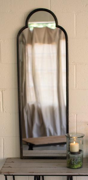 Kalalou Antique Black Iron Mirror With Arched Top | Modishstore | Mirrors