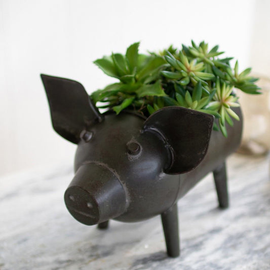 Kalalou Antique Green Pig Planter | Modishstore | Planters, Troughs & Cachepots