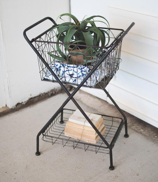 Kalalou Metal Basket With Stand | Modishstore | Bins, Baskets & Buckets