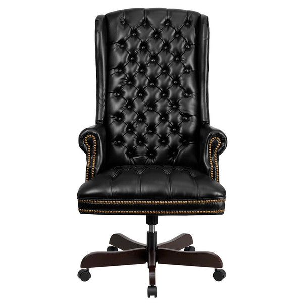 Flash Furniture CI-360-BK-GG High Back Traditional Tufted Black Leather Executive Swivel Office Chair | Office Chairs | Modishstore-2