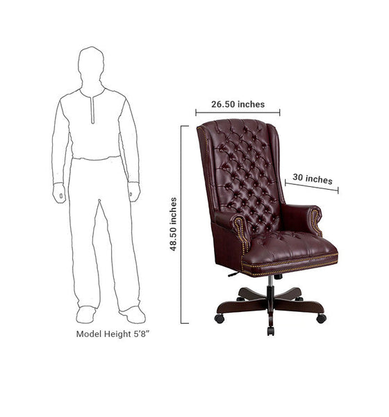 Flash Furniture CI-360-BY-GG High Back Traditional Tufted Burgundy Leather Executive Swivel Office Chair | Office Chairs | Modishstore-5