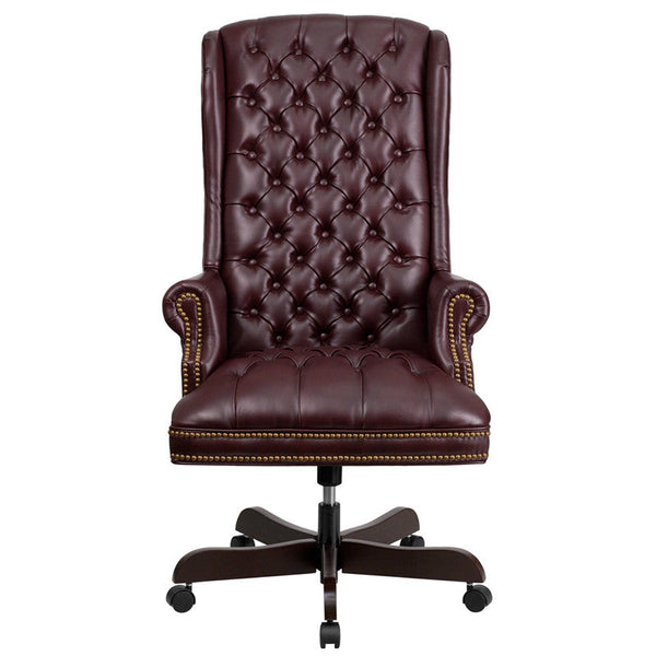 Flash Furniture CI-360-BY-GG High Back Traditional Tufted Burgundy Leather Executive Swivel Office Chair | Office Chairs | Modishstore-2