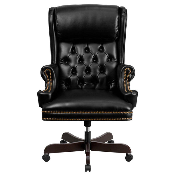 Flash Furniture CI-J600-BK-GG High Back Traditional Tufted Black Leather Executive Swivel Office Chair | Office Chairs | Modishstore-2