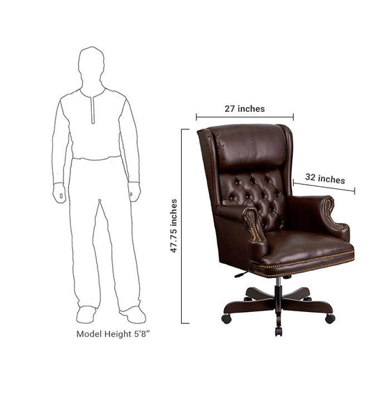 Flash Furniture CI-J600-BRN-GG High Back Traditional Tufted Brown Leather Executive Swivel Office Chair | Office Chairs | Modishstore-5