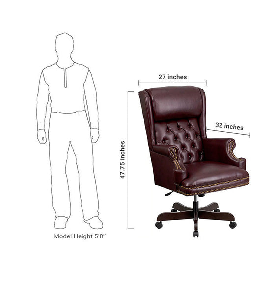 Flash Furniture CI-J600-BY-GG High Back Traditional Tufted Burgundy Leather Executive Swivel Office Chair | Office Chairs | Modishstore-5