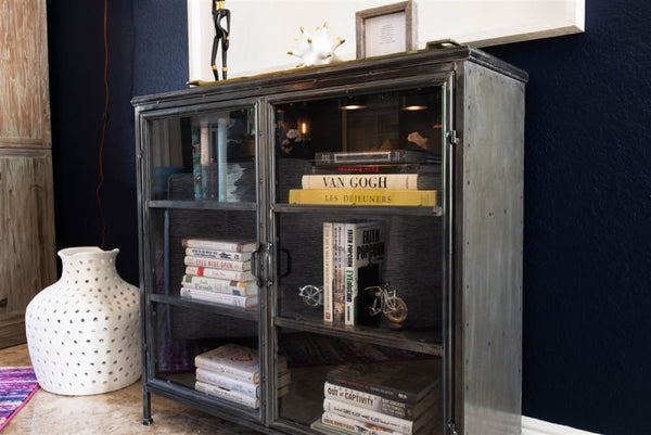 Kalalou Iron And Glass Apothecary Cabinet