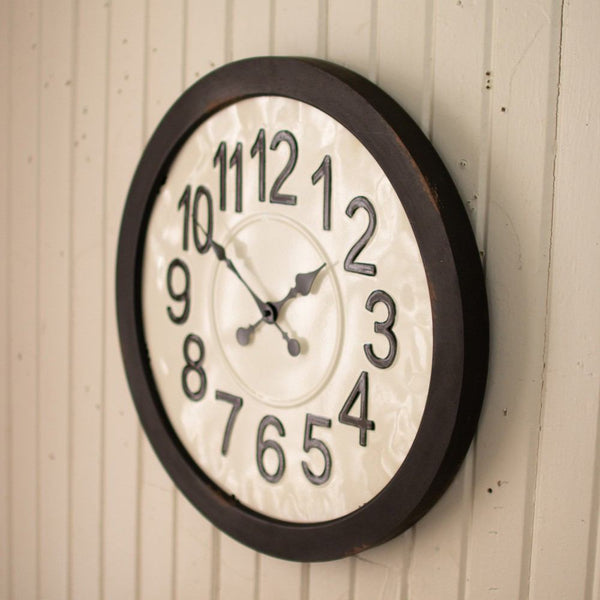 Kalalou Distressed Black And White Metal Clock | Modishstore | Clocks