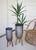 Kalalou Set Of 2 Galvanized Urns On Wood Bases | Modishstore | Planters, Troughs & Cachepots