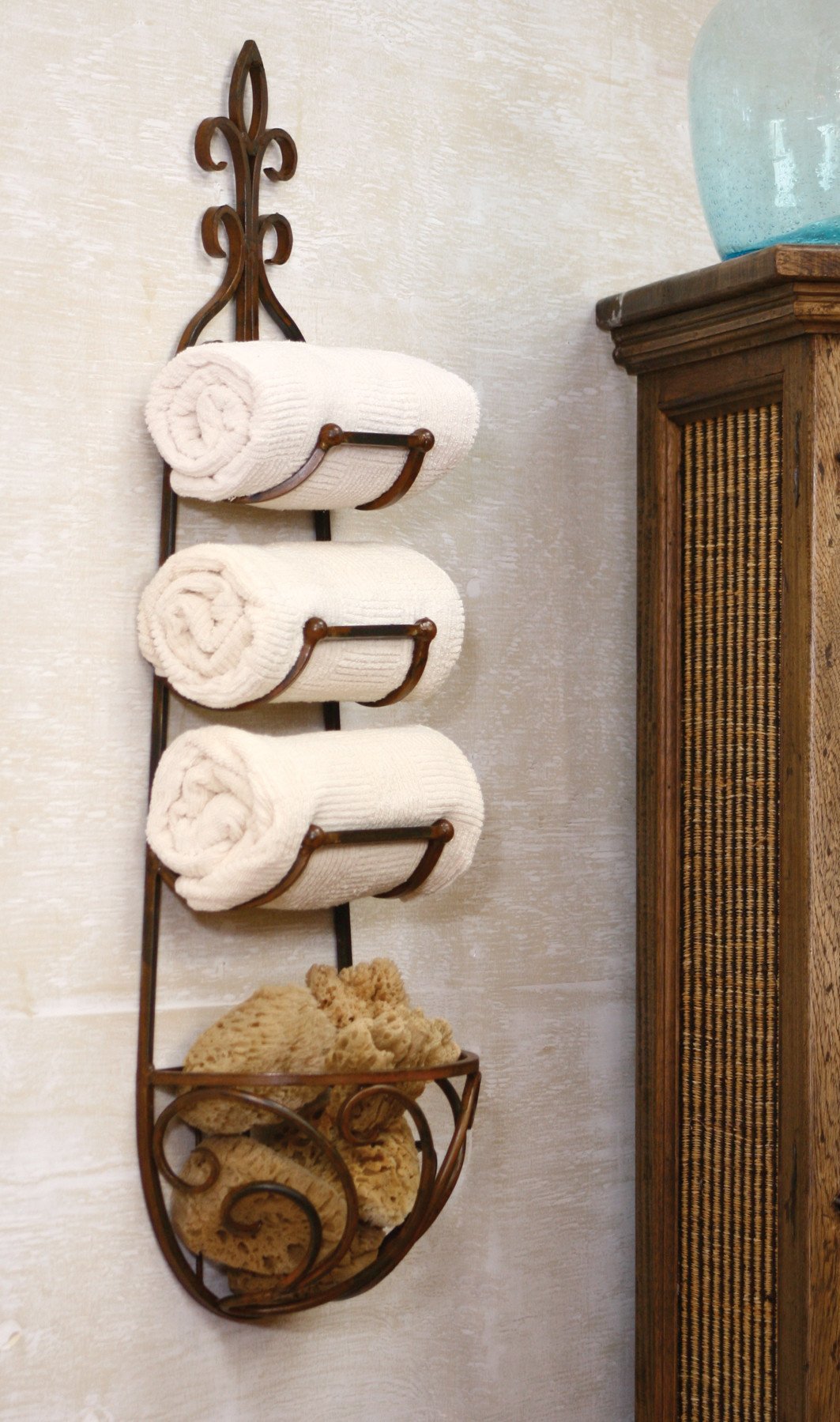 Kalalou Rustic Towel Rack With Bracket | Modishstore | Wall Shelf