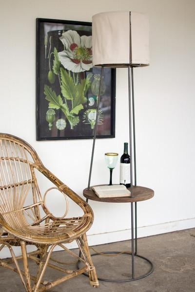 Kalalou Side Table Floor Lamp With Canvas Shade | Modishstore | Floor Lamps