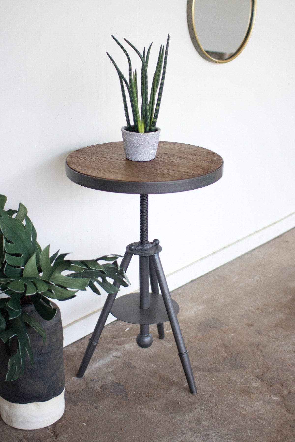 Kalalou Round Wood And Metal Side Table With Screw Accent | Modishstore | Side Tables