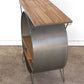 Kalalou Round Metal Cubby Console With Slatted Wood Top-2