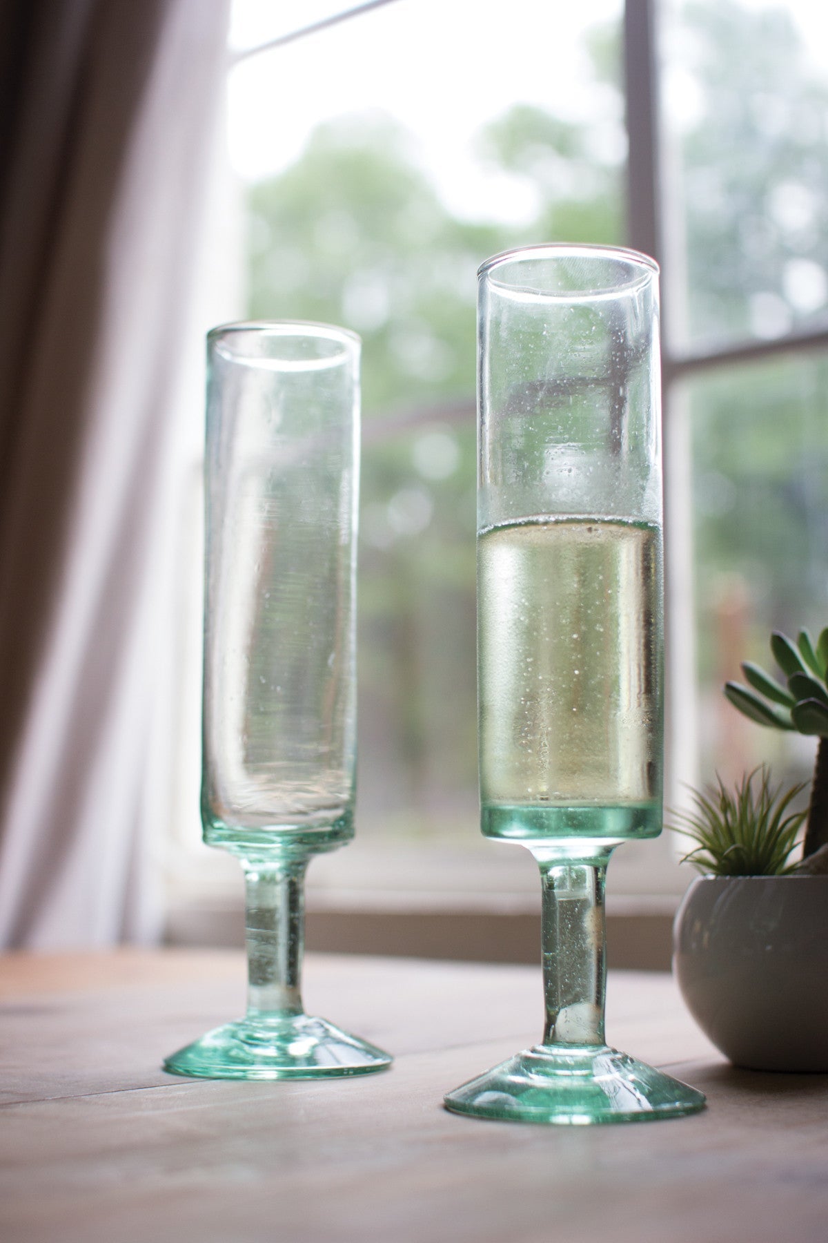 Kalalou Recycled Glass Champagne Flute - Mod | Modishstore | Drinkware