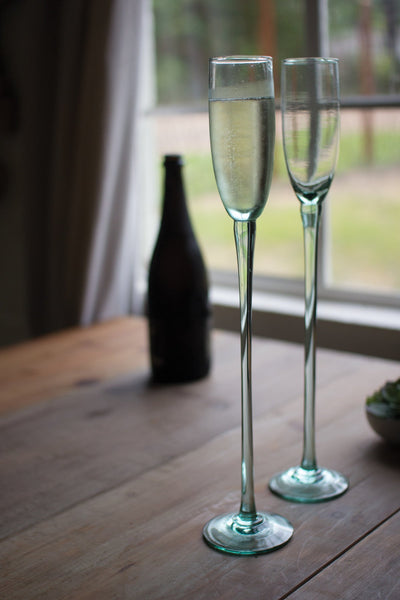 Kalalou Recycled Glass Champagne Flute - Sky High | Modishstore | Drinkware