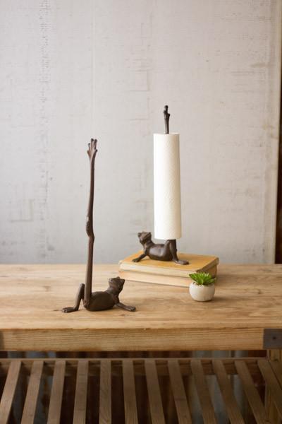 Kalalou Cast Iron Frog Paper Towel Holder | Modishstore | Bathroom Accessories