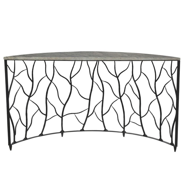 Crestview Collection Bengal Manor Iron and Marble Demilune Power Console