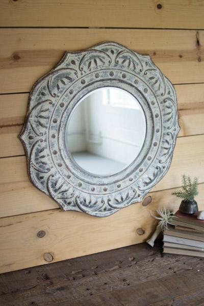 Kalalou Pressed Metal Flower Wall Mirror | Modishstore | Mirrors