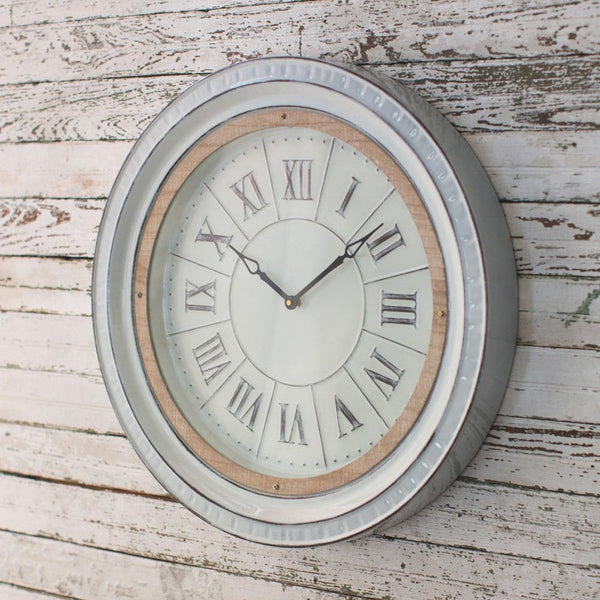 Kalalou Enamelware Clock With Wood Detail | Modishstore | Clocks