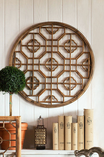 Vagabond Vintage Chinese Wood Screen - Round | Modishstore | Wall Decor
