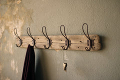 Kalalou Recycled Wooden Coat Rack With Rustic Hooks