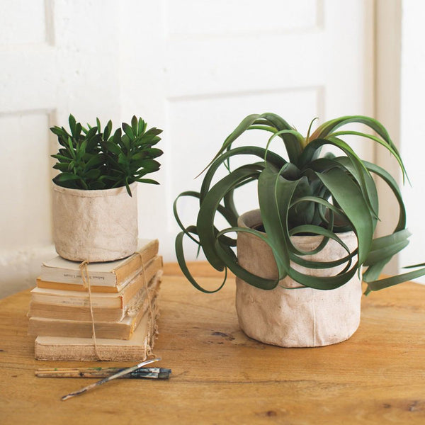 Kalalou Set Of 2 Cement Sack Planters | Modishstore | Planters, Troughs & Cachepots