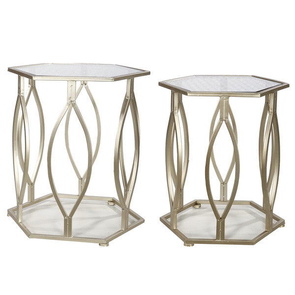 A&B Home Metal/Glass Tables - Set Of 2