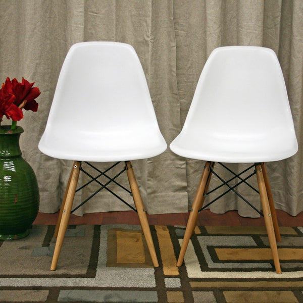 Baxton Studio Azzo Plastic Mid-Century Modern Shell Chair  (Set of 2) | Modishstore | Dining Chairs