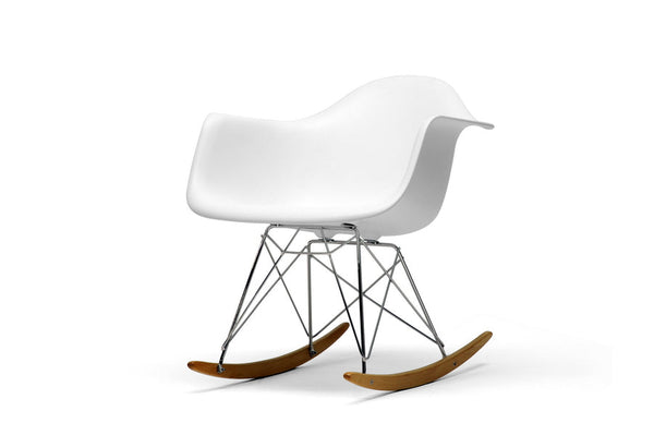 Baxton Studio Dario White Plastic Mid-Century Modern Rocking Chair | Modishstore | Armchairs