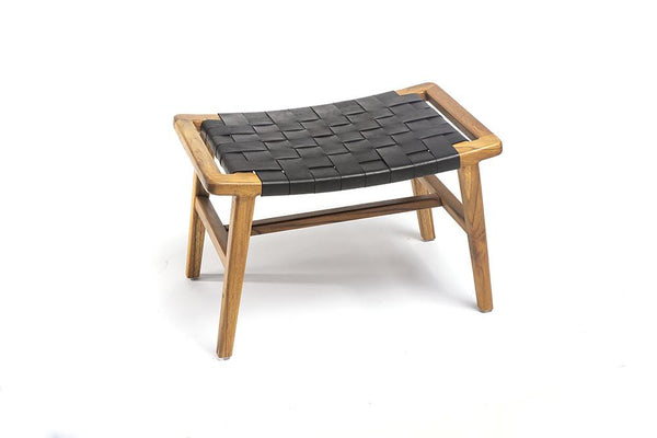 Masaya Wood & Leather Ottoman
