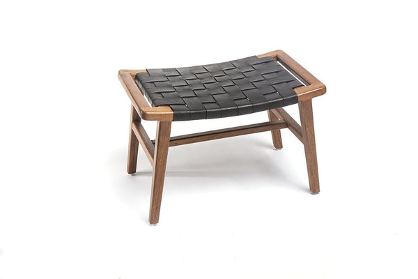 Masaya Wood & Leather Ottoman