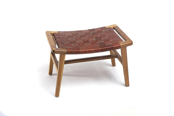 Masaya Wood & Leather Ottoman