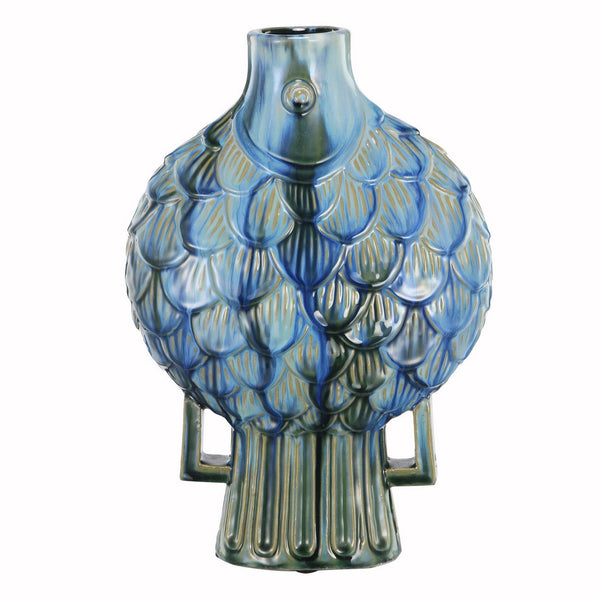 A&B Home Fish High Blue Ceramic Vase - Set Of 2