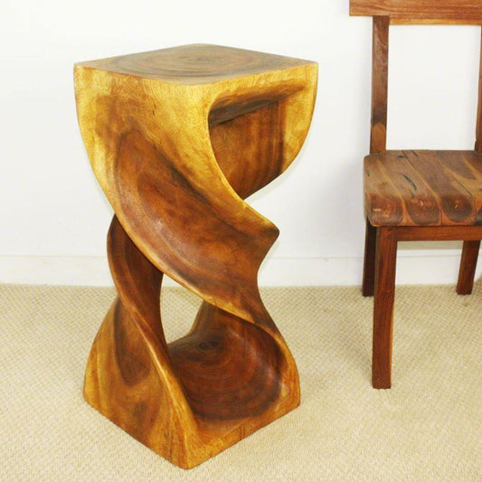 Haussmann Double Twist 14" Sq - Oak | Stools & Benches | Modishstore