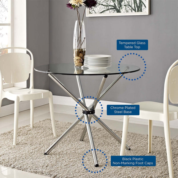 Modway Baton Round Dining Table - Clear | Dining Tables | Modishstore-2