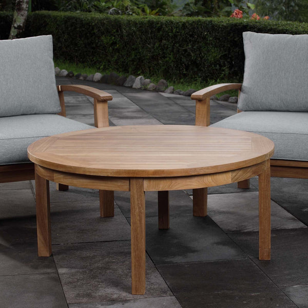 Modway Marina Outdoor Patio Teak Round Coffee Table - Natural | Outdoor Tables | Modishstore