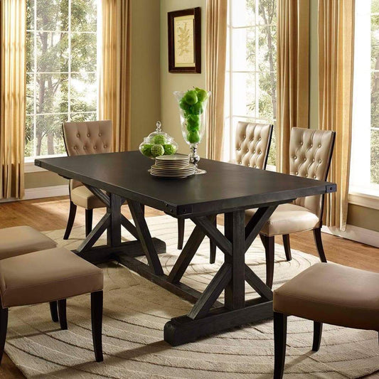 Modway Anvil Rectangle Wood Dining Table - Black | Dining Tables | Modishstore