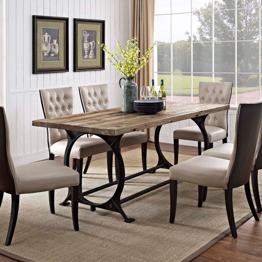 Modway Effuse Rectangle Wood Top Dining Table - Brown | Dining Tables | Modishstore