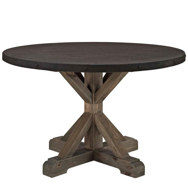 Modway Stitch Round Wood Top Dining Table - Brown | Dining Tables | Modishstore-4