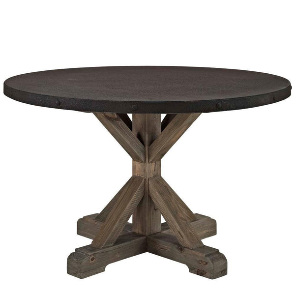 Modway Stitch Round Wood Top Dining Table - Brown | Dining Tables | Modishstore-2
