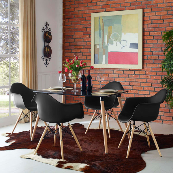 Modway Pyramid Dining Armchair Set of 4 - Black | Dining Chairs | Modishstore