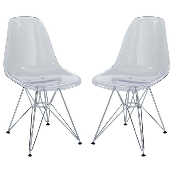 Modway Paris Dining Side Chair Set of 2 - Clear | Dining Chairs | Modishstore
