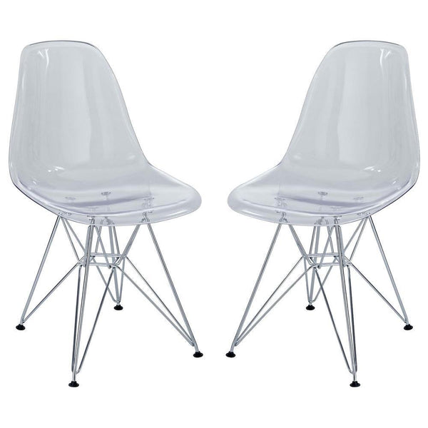 Modway Paris Dining Side Chair Set of 2 - Clear | Dining Chairs | Modishstore