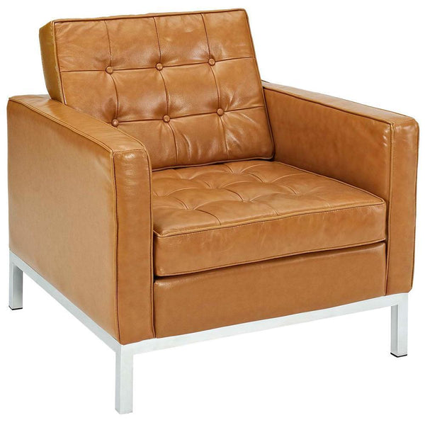 Modway Loft Armchair Loveseat and Sofa Set Leather 3 Piece Set - Tan | Sofas | Modishstore-2